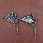 Brincos de Winged Dragon em Aço Inoxidável Brincos de Dragão em Prata 925 Tesouros Vikings