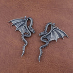 Brincos de Winged Dragon em Aço Inoxidável Brincos de Dragão em Prata 925 Tesouros Vikings