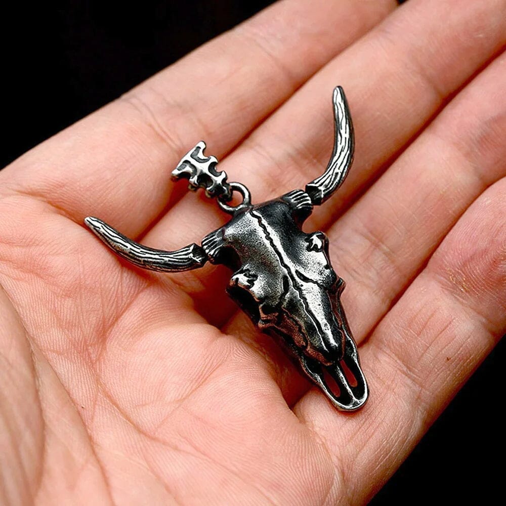 Bull Skull - Colar em Aço Inoxidável Necklace Tesouros Vikings