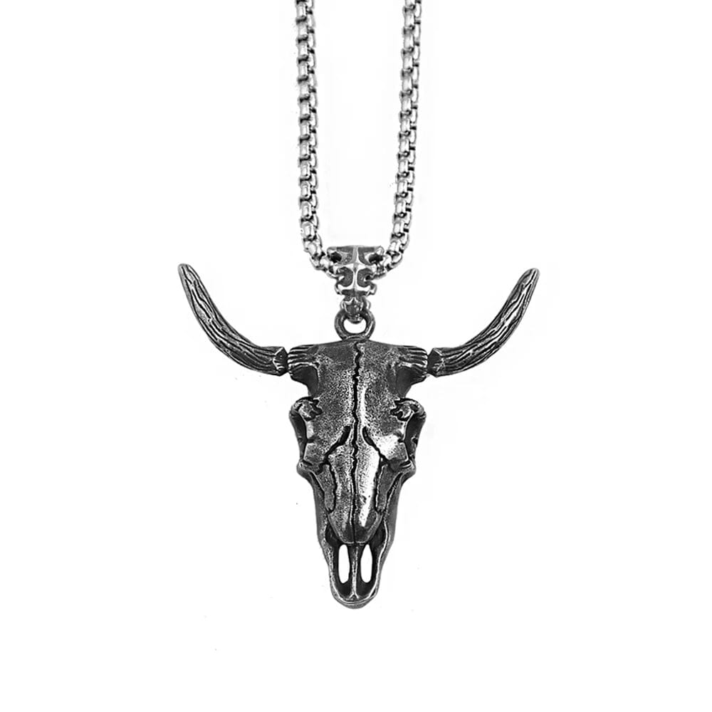 Bull Skull - Colar em Aço Inoxidável Necklace Tesouros Vikings