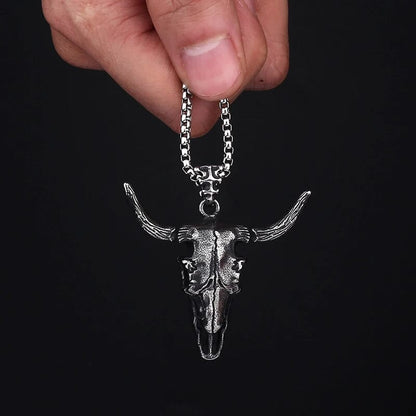 Bull Skull - Colar em Aço Inoxidável Necklace Tesouros Vikings