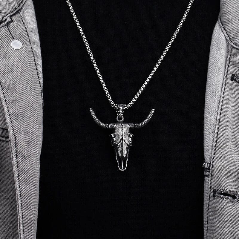 Bull Skull - Colar em Aço Inoxidável Necklace Tesouros Vikings