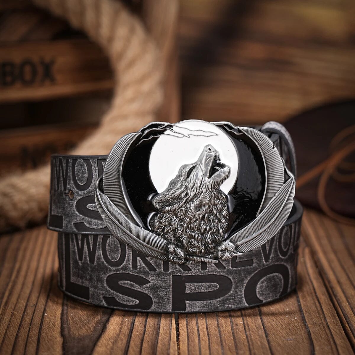 Cinto de Couro Lobo Lunar Tesouros Vikings