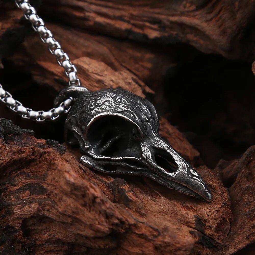 Colar Black Raven em Aço Inoxidável Necklace Tesouros Vikings