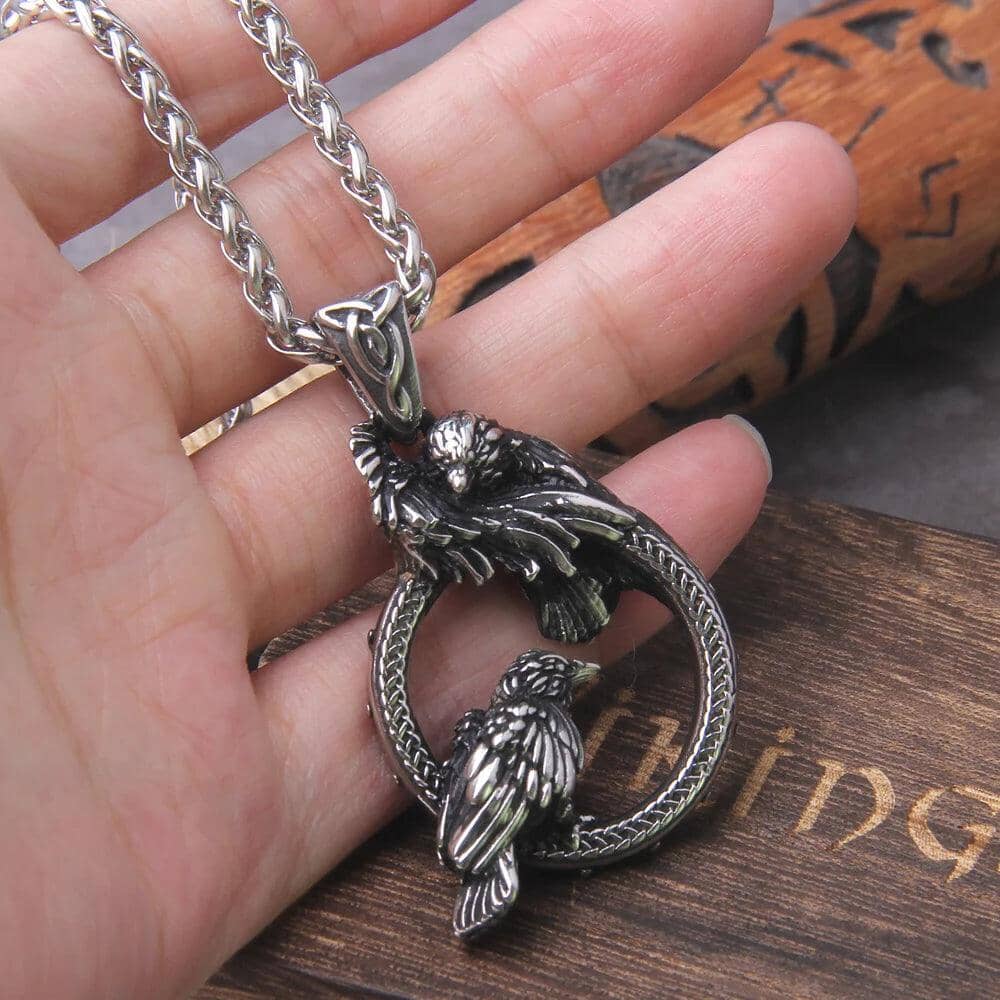 Colar de Corvos em Aço Inoxidável Necklace Tesouros Vikings