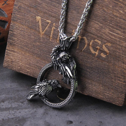 Colar de Corvos em Aço Inoxidável Necklace Tesouros Vikings