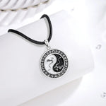 Colar de Dragão Yin-Yang com Runas em Prata 925 Necklace Tesouros Vikings