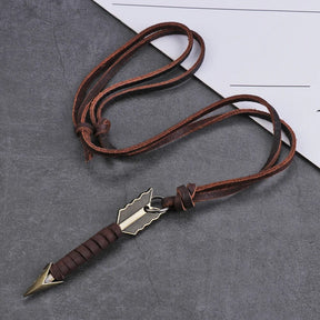 Colar de Flecha com Corrente de Couro Necklace Tesouros Vikings