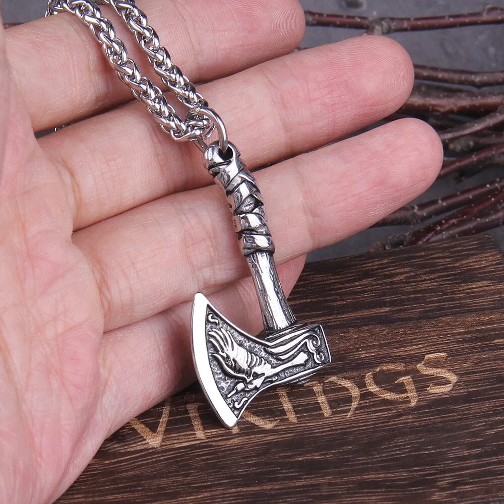 Colar de Machado em Aço Inoxidável Necklace Tesouros Vikings