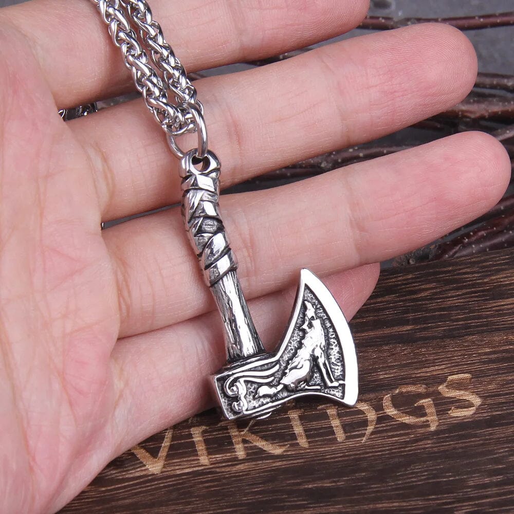 Colar de Machado em Aço Inoxidável Necklace Tesouros Vikings