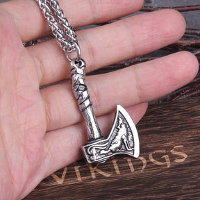 Colar de Machado em Aço Inoxidável Necklace Tesouros Vikings