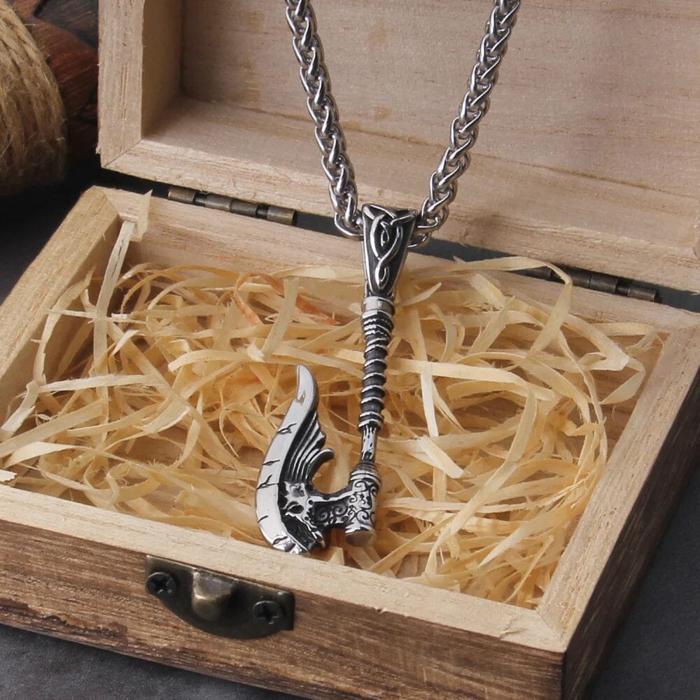 Colar de Machado em Aço Inoxidável Necklace Tesouros Vikings