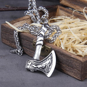 Colar de Machado em Aço Inoxidável Necklace Tesouros Vikings