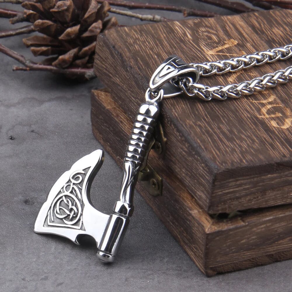 Colar de Machado Viking Aço Inoxidável Necklace Tesouros Vikings