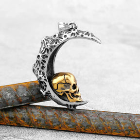 Colar Death Moon em Aço Inoxidável Necklace Tesouros Vikings