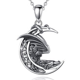Colar Dragão Lunar Celta em Prata 925 Necklace Tesouros Vikings