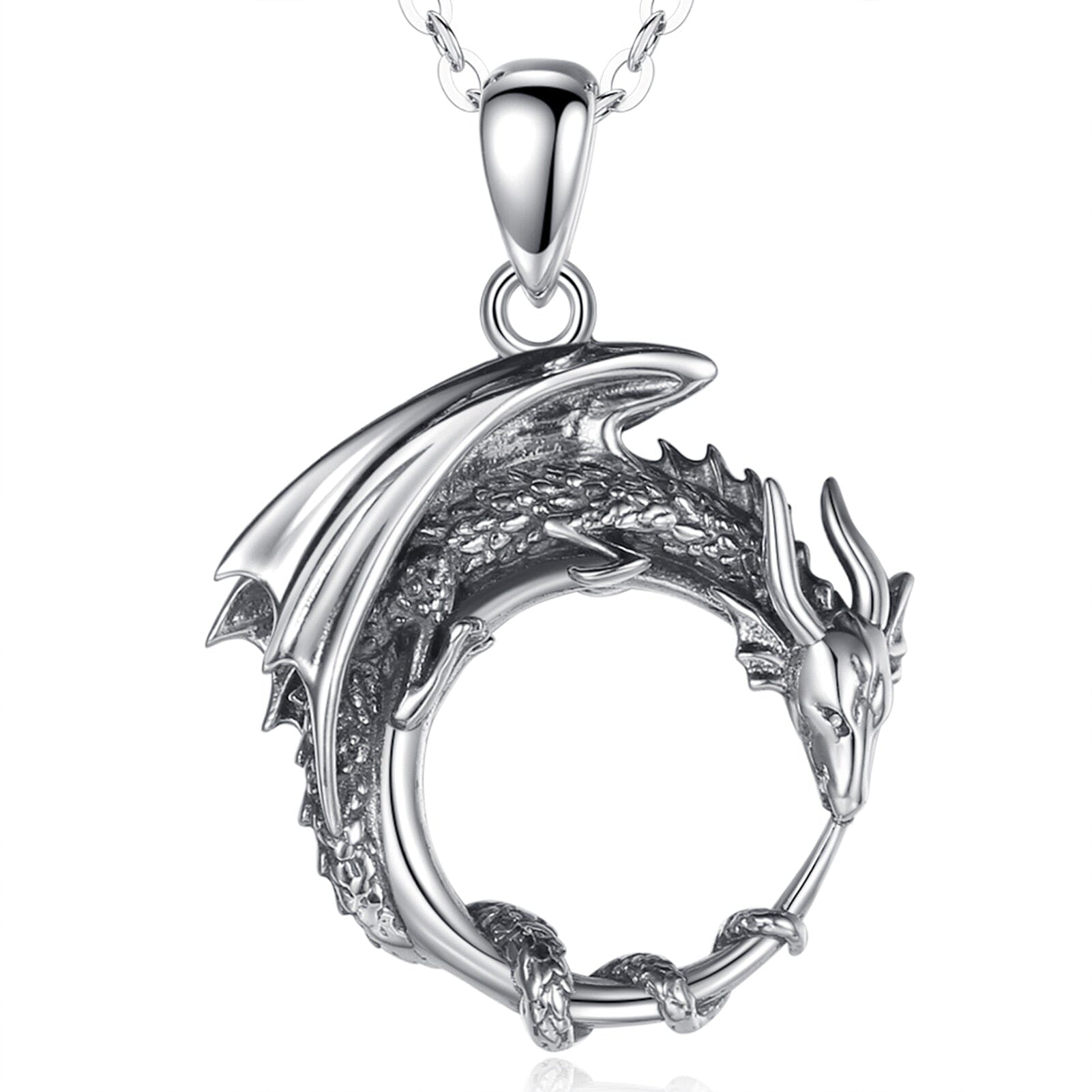 Colar Dragão Lunar em Prata 925 Necklace Tesouros Vikings
