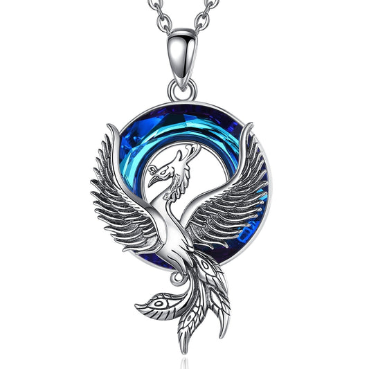 Colar Fenix de Cristal em Prata 925 Necklace Tesouros Vikings