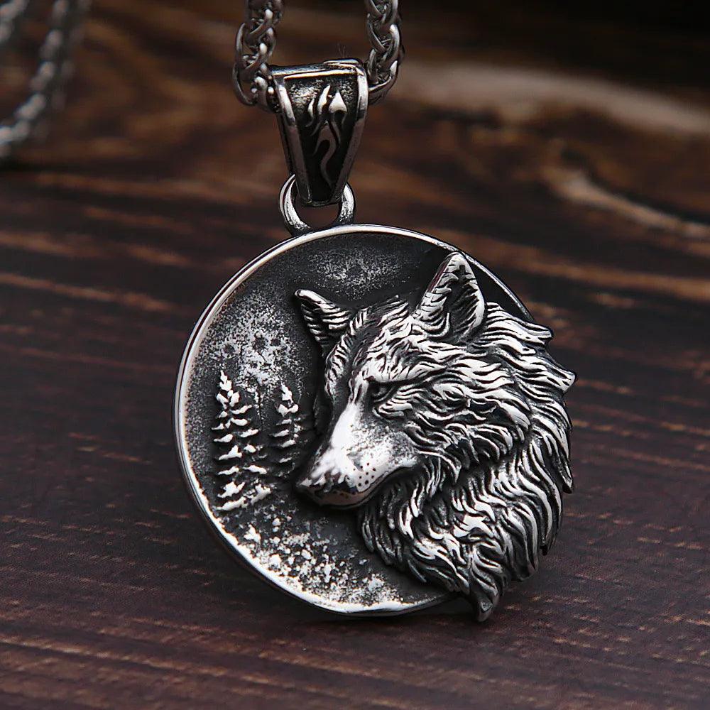 Colar Lobo de Odin em Aço Inoxidável Necklace Tesouros Vikings