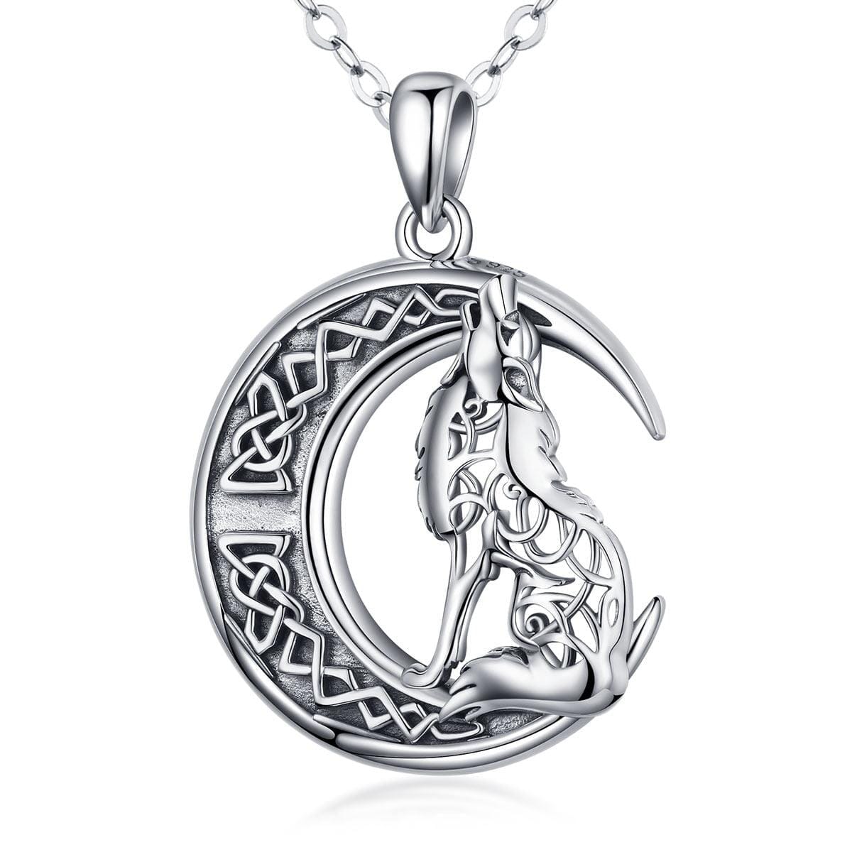 Colar Lobo Lunar em Prata 925 Necklace Tesouros Vikings