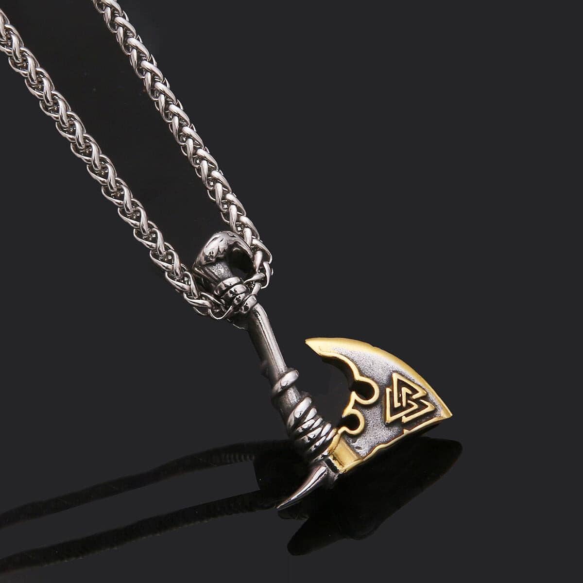 Colar Machado Valknut em Aço Inoxidável Necklace Tesouros Vikings