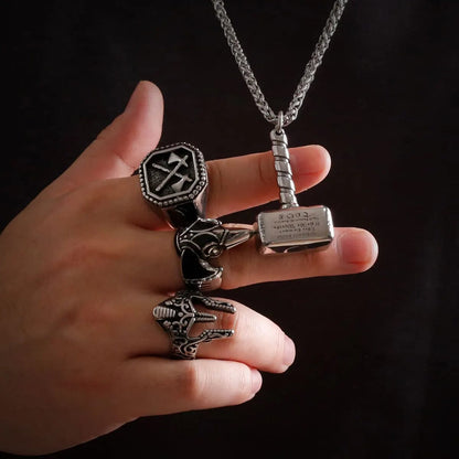 Colar Martelo Mjolnir em Aço Inoxidável Necklace Tesouros Vikings