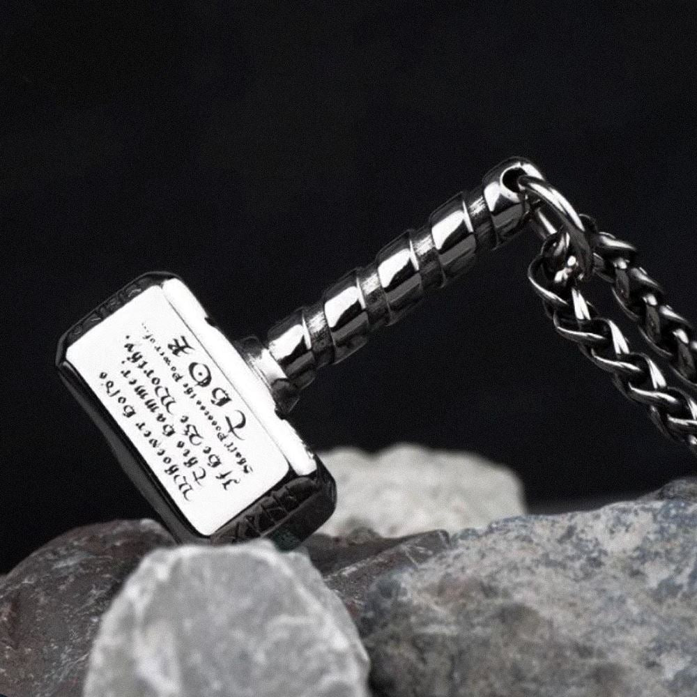 Colar Martelo Mjolnir em Aço Inoxidável Necklace Tesouros Vikings