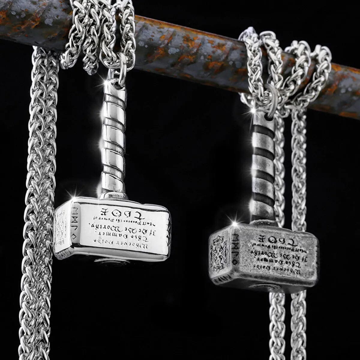 Colar Martelo Mjolnir em Aço Inoxidável Necklace Tesouros Vikings