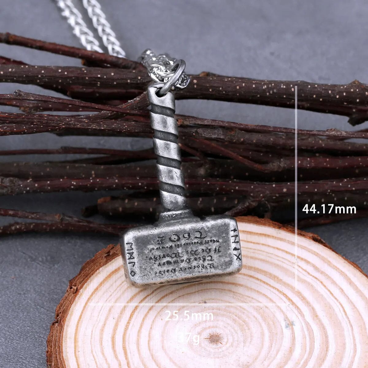 Colar Martelo Mjolnir em Aço Inoxidável Necklace Tesouros Vikings