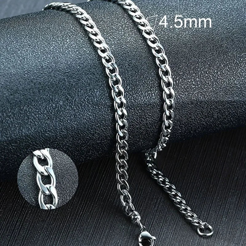 Colar Masculino de Corrente Cubana em Aço Inoxidável Necklace Tesouros Vikings