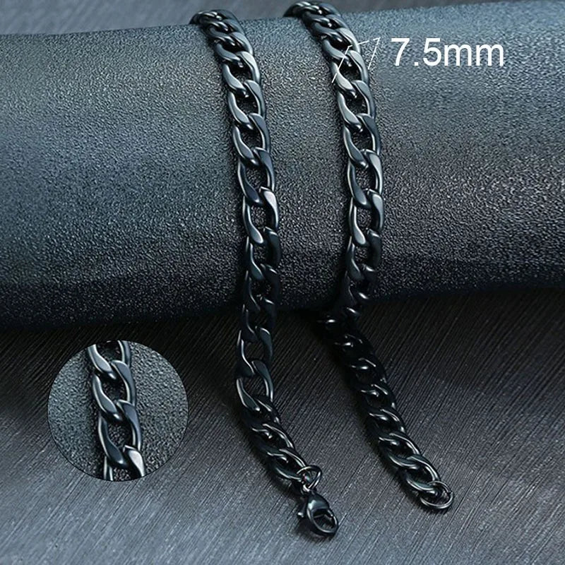 Colar Masculino de Corrente Cubana em Aço Inoxidável Necklace Tesouros Vikings
