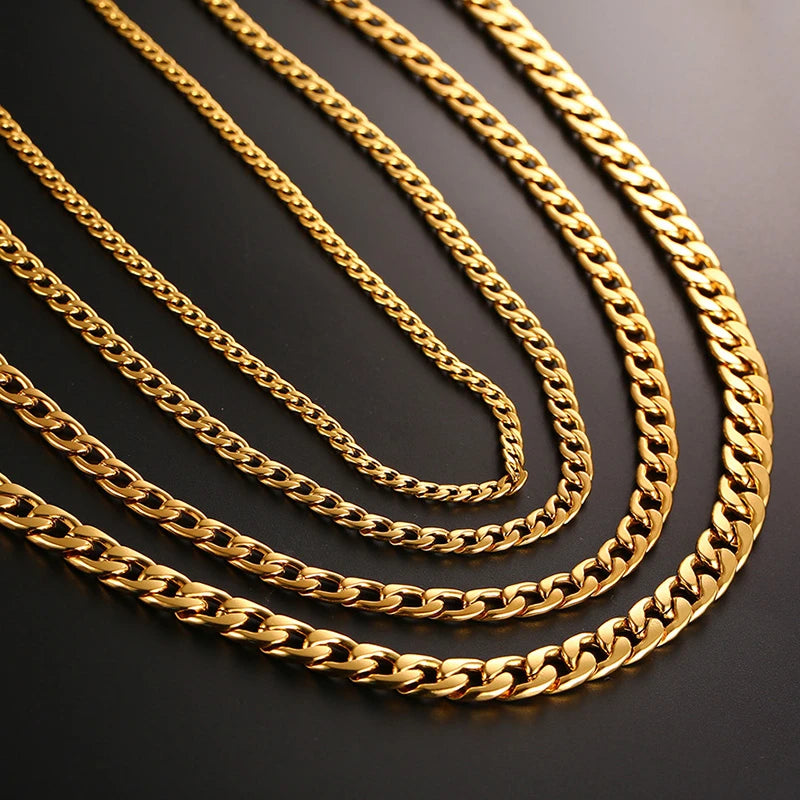 Colar Masculino de Corrente Cubana em Aço Inoxidável Necklace Tesouros Vikings