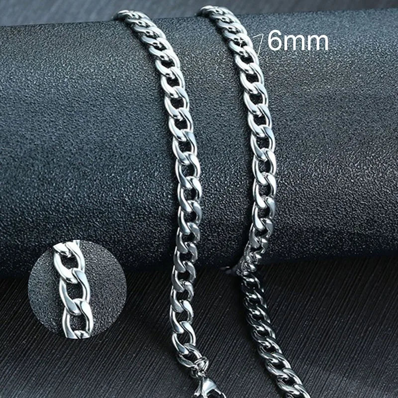 Colar Masculino de Corrente Cubana em Aço Inoxidável Necklace Tesouros Vikings