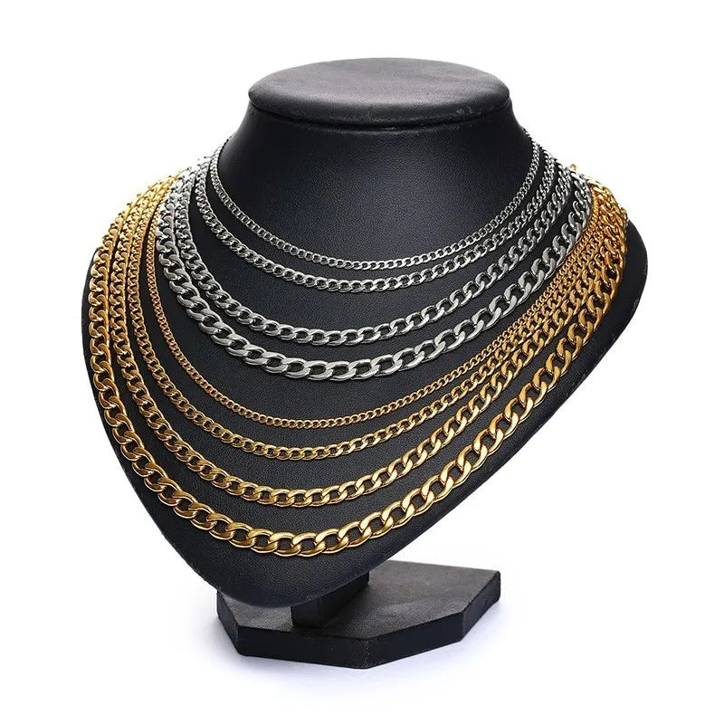 Colar Masculino de Corrente Cubana em Aço Inoxidável Necklace Tesouros Vikings