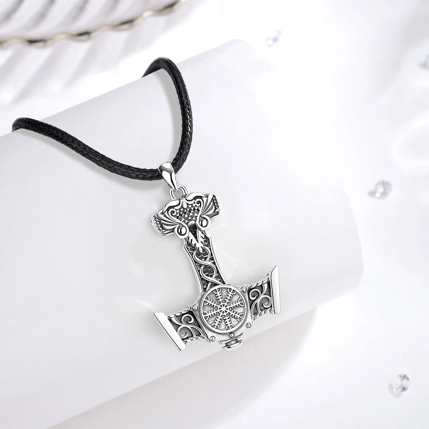 Colar Masculino Mjolnir em Prata 925 Necklace Tesouros Vikings