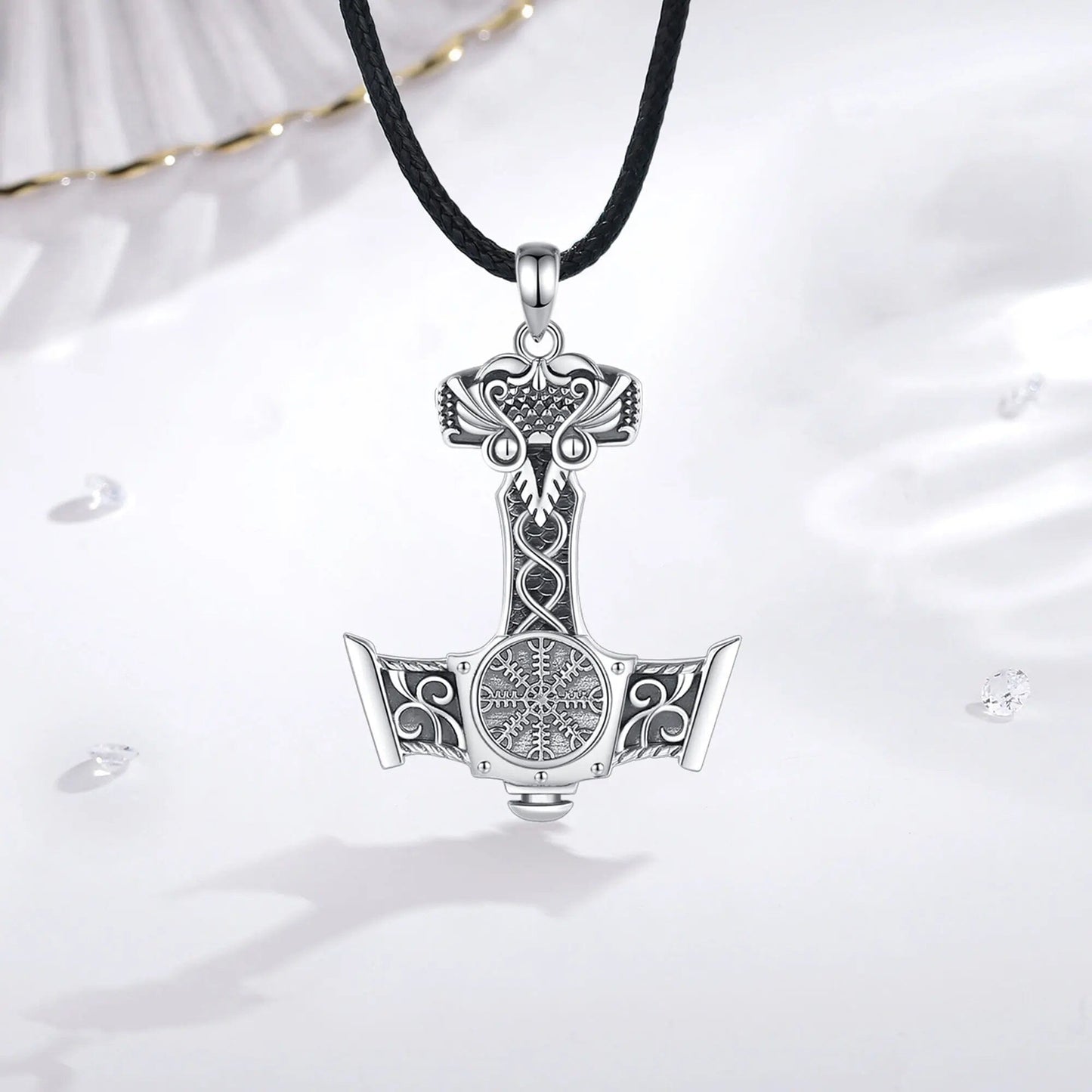 Colar Masculino Mjolnir em Prata 925 Necklace Tesouros Vikings