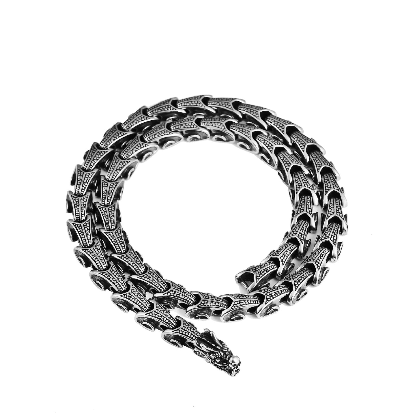 Colar Masculino Ouroboros Aço Inoxidável Necklace Tesouros Vikings