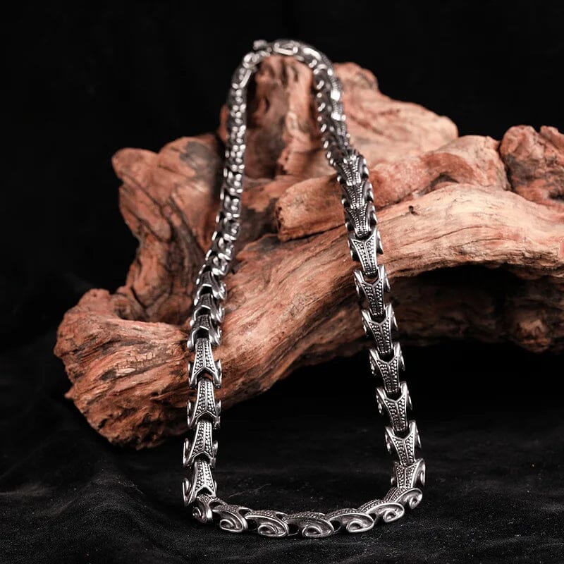 Colar Masculino Ouroboros Aço Inoxidável Necklace Tesouros Vikings