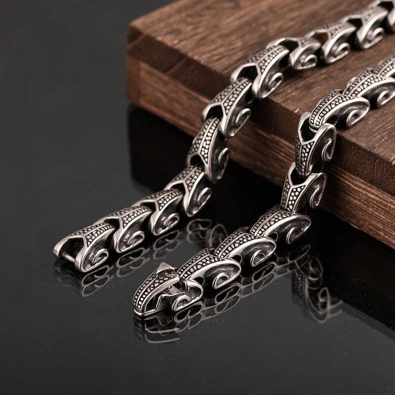 Colar Masculino Ouroboros Aço Inoxidável Necklace Tesouros Vikings