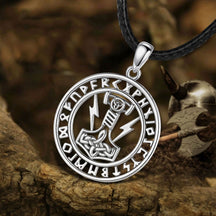 Colar Mjolnir com runas em Prata 925 Necklace Tesouros Vikings