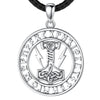 Colar Mjolnir com runas em Prata 925 Necklace Tesouros Vikings