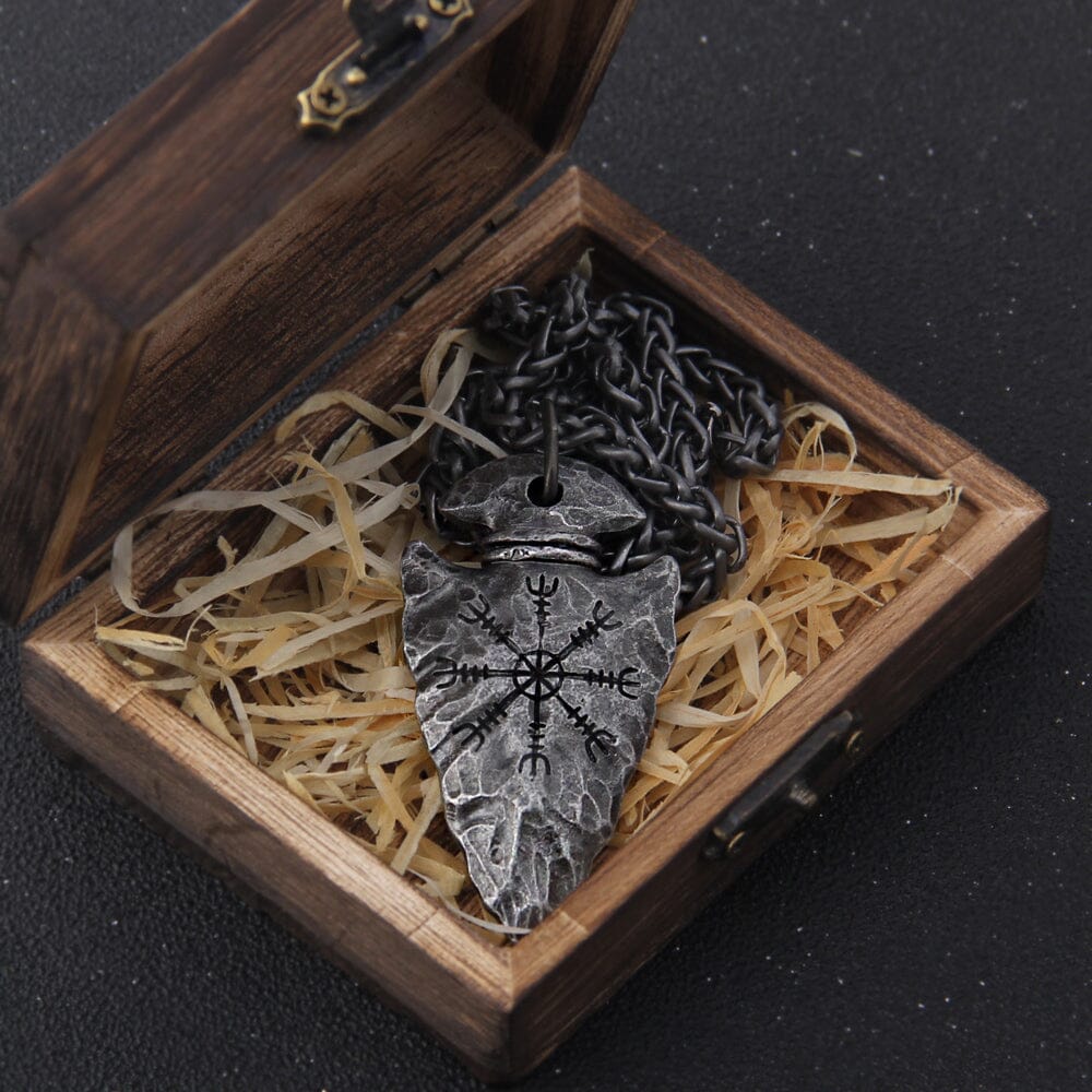 Colar Runa Vegvisir em Aço Inoxidável Necklace Tesouros Vikings