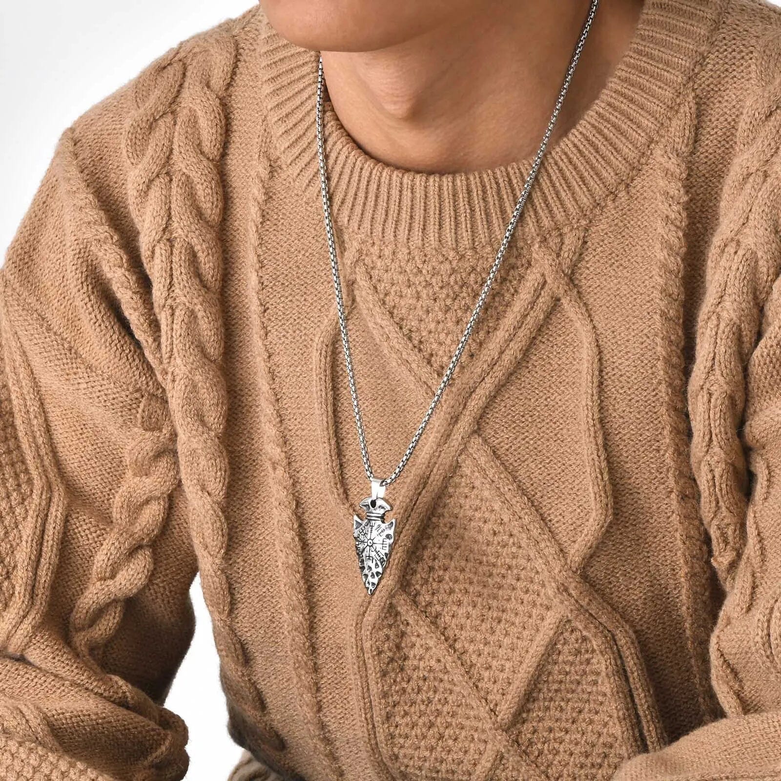 Colar Runa Vegvisir em Aço Inoxidável Necklace Tesouros Vikings