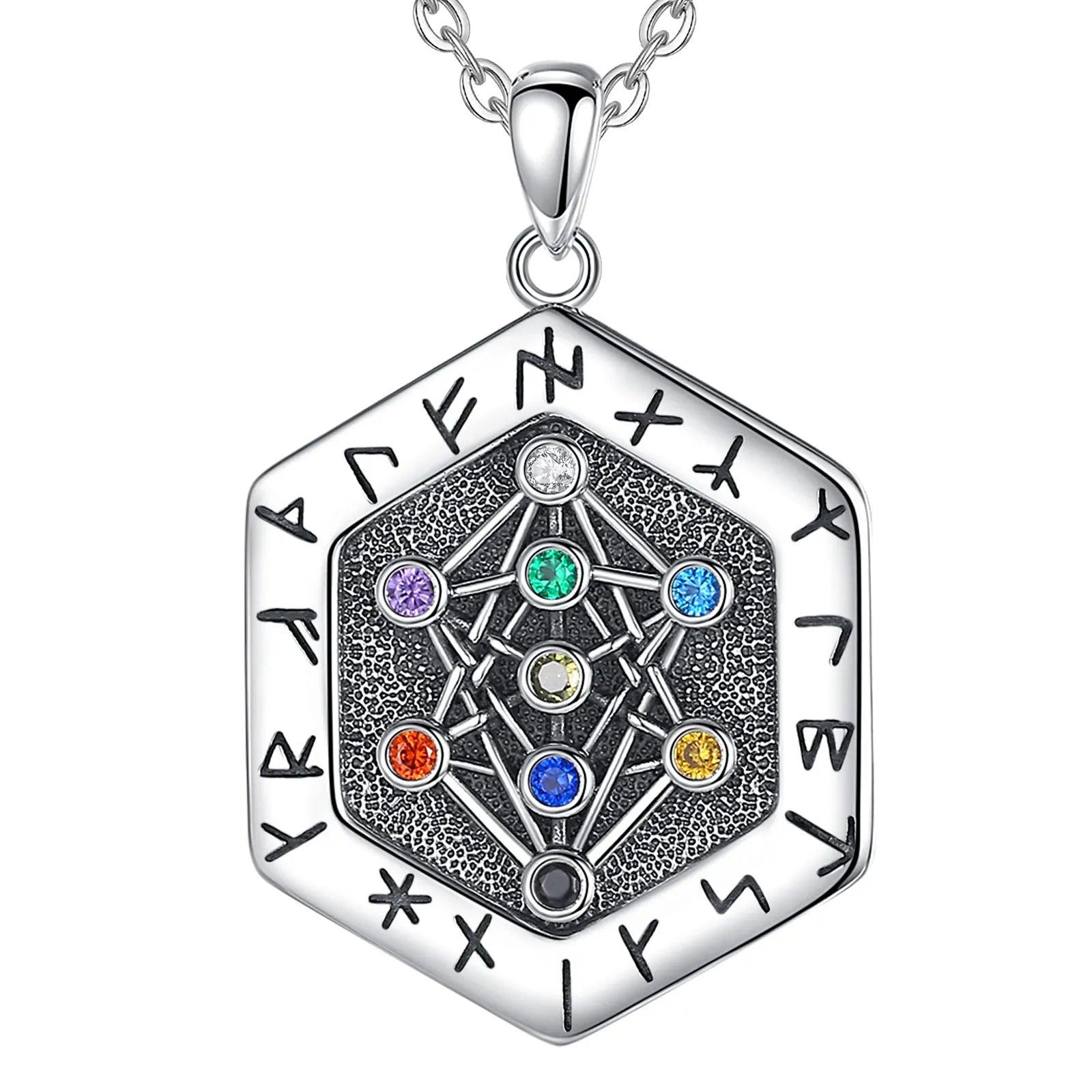 Colar Runas de Poder Viking em Prata 925 Necklace Tesouros Vikings