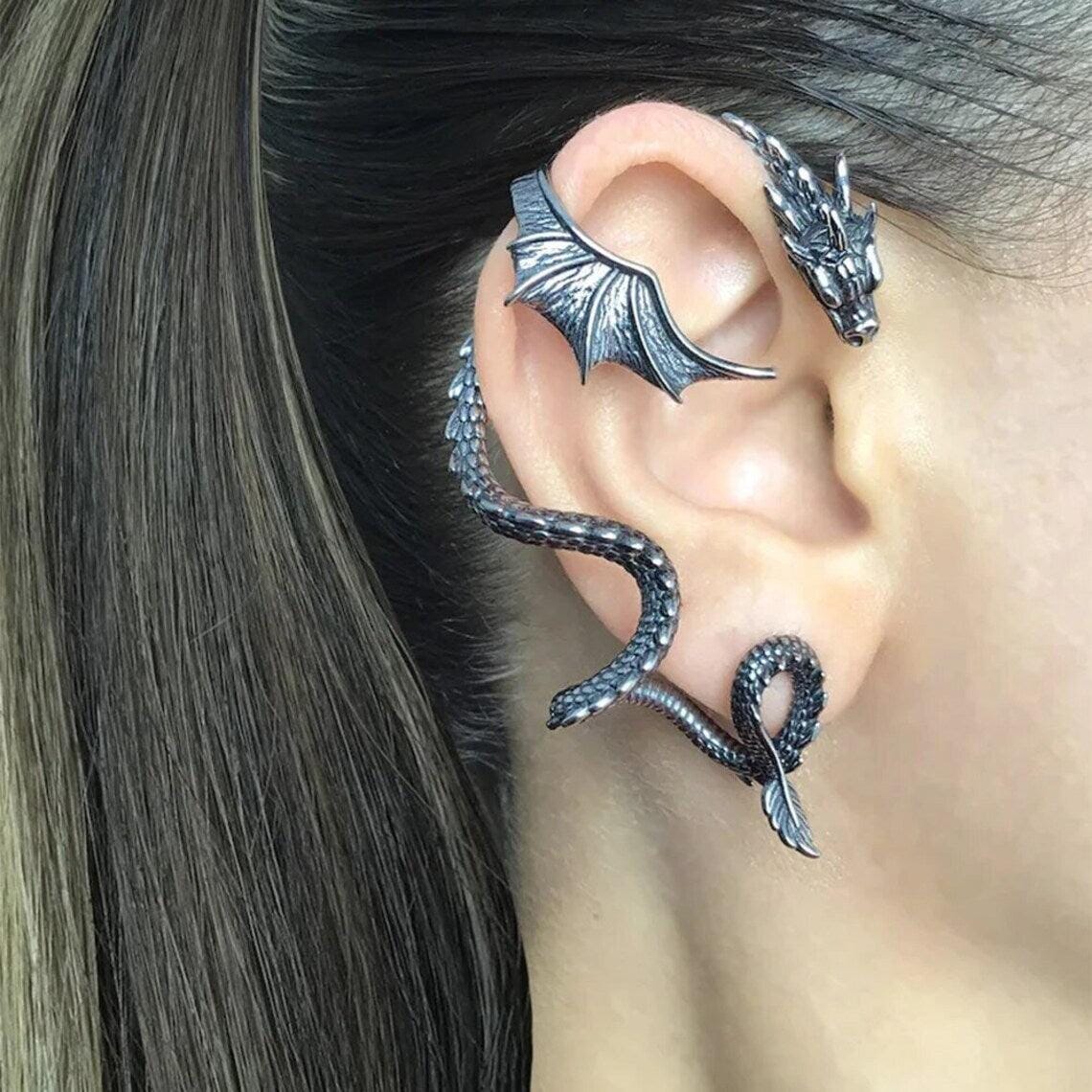 Dragon Lord - Brinco Estilo Ear Cuff Earrings Tesouros Vikings