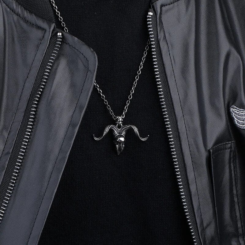 Evil Goat Skull - Colar em Aço Inoxidável Necklace Tesouros Vikings