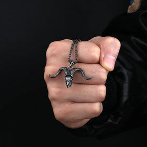 Evil Goat Skull - Colar em Aço Inoxidável Necklace Tesouros Vikings