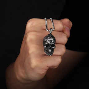 Evil Skull - Colar em Aço Inoxidável Necklace Tesouros Vikings