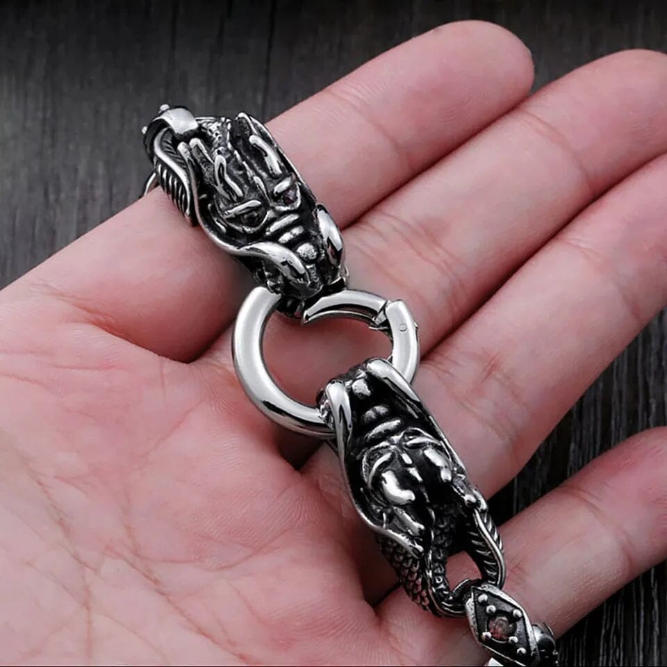 Fáfnir - Pulseira de Dragão em Aço Inoxidável Bracelet Tesouros Vikings