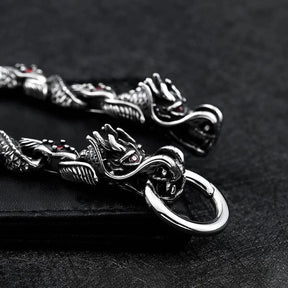 Fáfnir - Pulseira de Dragão em Aço Inoxidável Bracelet Tesouros Vikings